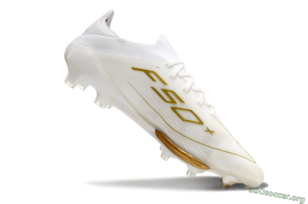 Adidas F50+ Lightstrike Pro FG Football Boots - Cloud White/Gold Metallic/Cloud White 4