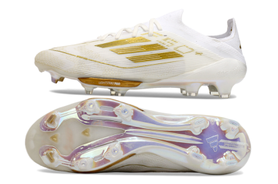 Adidas F50+ Lightstrike Pro FG Football Boots - Cloud White/Gold Metallic/Cloud White