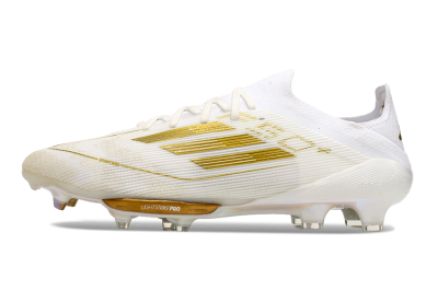 Adidas F50+ Lightstrike Pro FG Football Boots - Cloud White/Gold Metallic/Cloud White
