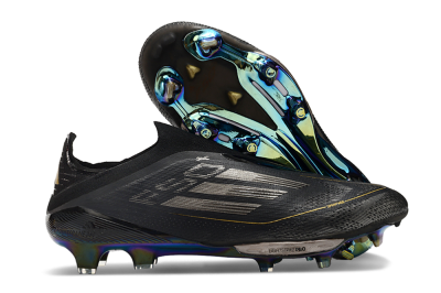Adidas F50+ Lightstrike Pro Laceless FG Football Boots - Core Black/Iron Metallic/Gold Metallic