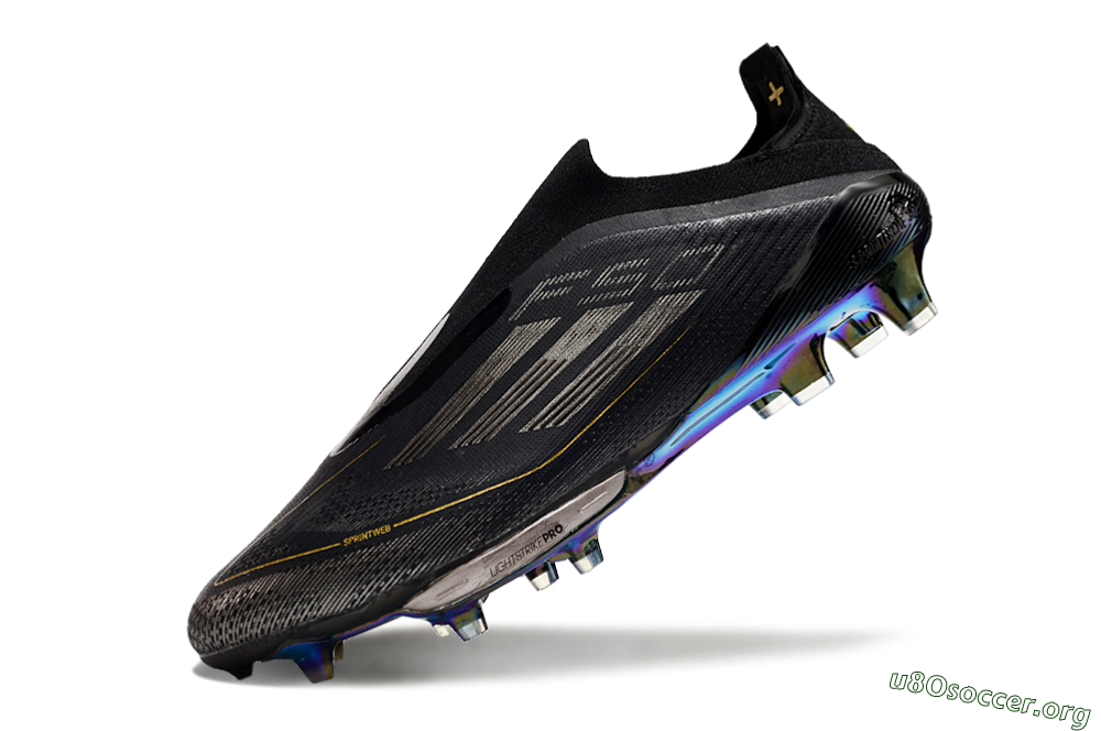 Adidas F50+ Lightstrike Pro Laceless FG Football Boots - Core Black/Iron Metallic/Gold Metallic 5