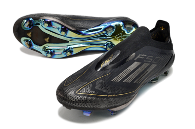 Adidas F50+ Lightstrike Pro Laceless FG Football Boots - Core Black/Iron Metallic/Gold Metallic