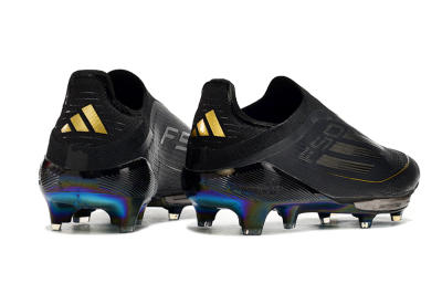 Adidas F50+ Lightstrike Pro Laceless FG Football Boots - Core Black/Iron Metallic/Gold Metallic