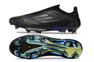 Adidas F50+ Lightstrike Pro Laceless FG Football Boots - Core Black/Iron Metallic/Gold Metallic
