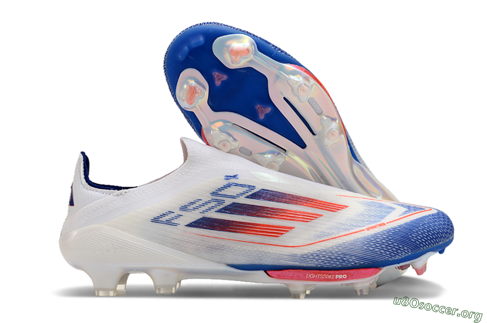 Adidas F50+ Lightstrike Pro Laceless FG Football Boots - Cloud White/Solar Red/Lucid Blue 2
