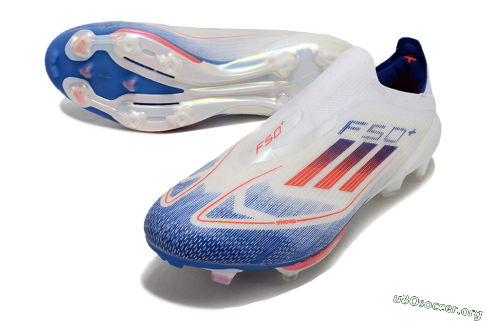 Adidas F50+ Lightstrike Pro Laceless FG Football Boots - Cloud White/Solar Red/Lucid Blue 0