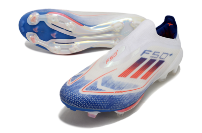Adidas F50+ Lightstrike Pro Laceless FG Football Boots - Cloud White/Solar Red/Lucid Blue