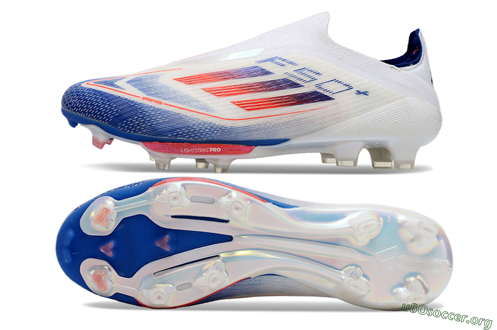 Adidas F50+ Lightstrike Pro Laceless FG Football Boots - Cloud White/Solar Red/Lucid Blue 1