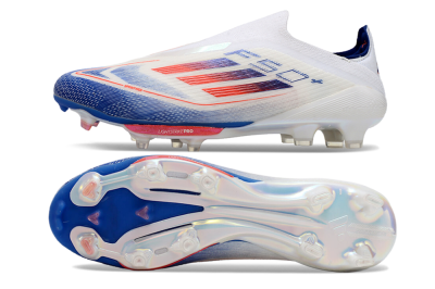 Adidas F50+ Lightstrike Pro Laceless FG Football Boots - Cloud White/Solar Red/Lucid Blue