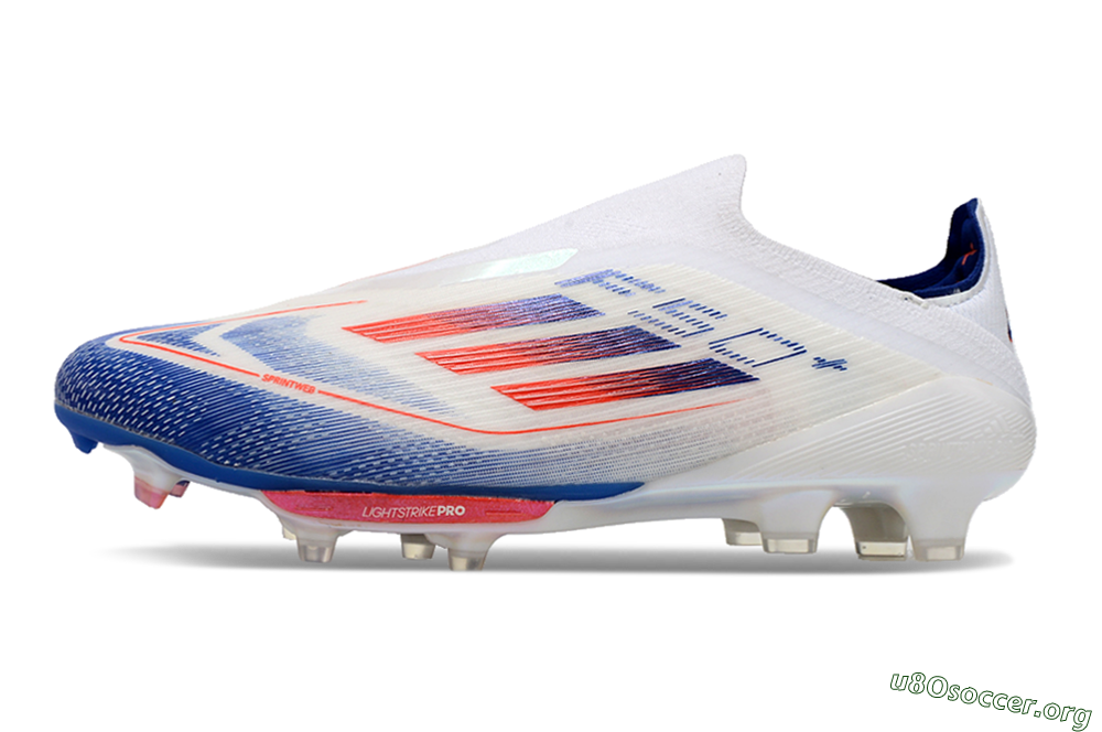 Adidas F50+ Lightstrike Pro Laceless FG Football Boots - Cloud White/Solar Red/Lucid Blue 3