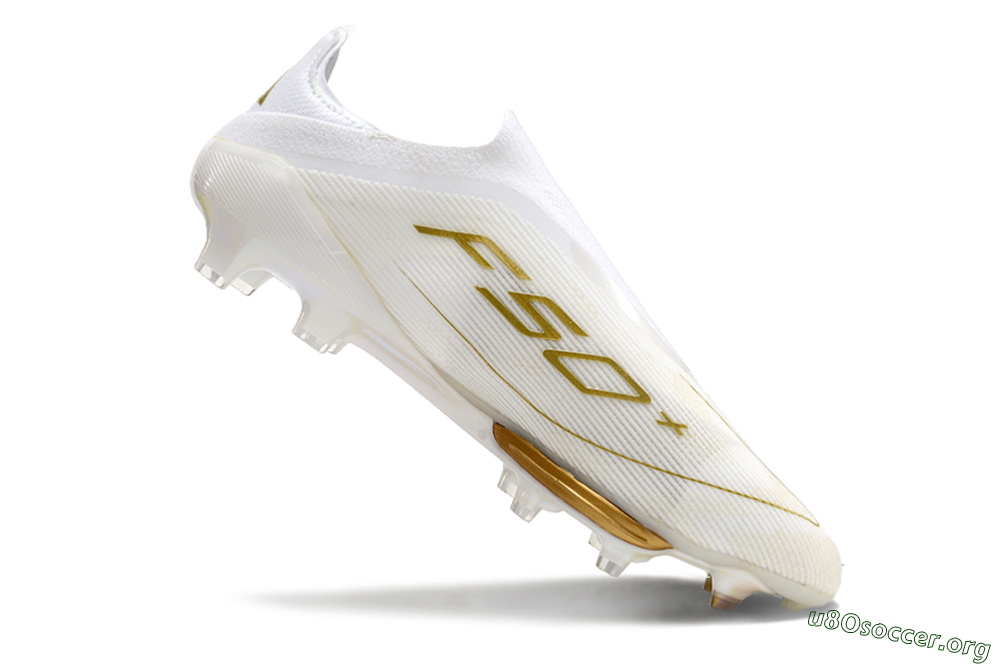 Adidas F50+ Lightstrike Pro Laceless FG Football Boots - Cloud White/Gold Metallic/Cloud White 0