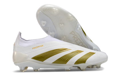 Adidas Predator Elite Laceless FG Football Boots - Beige/White/Gold