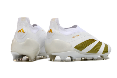 Adidas Predator Elite Laceless FG Football Boots - Beige/White/Gold