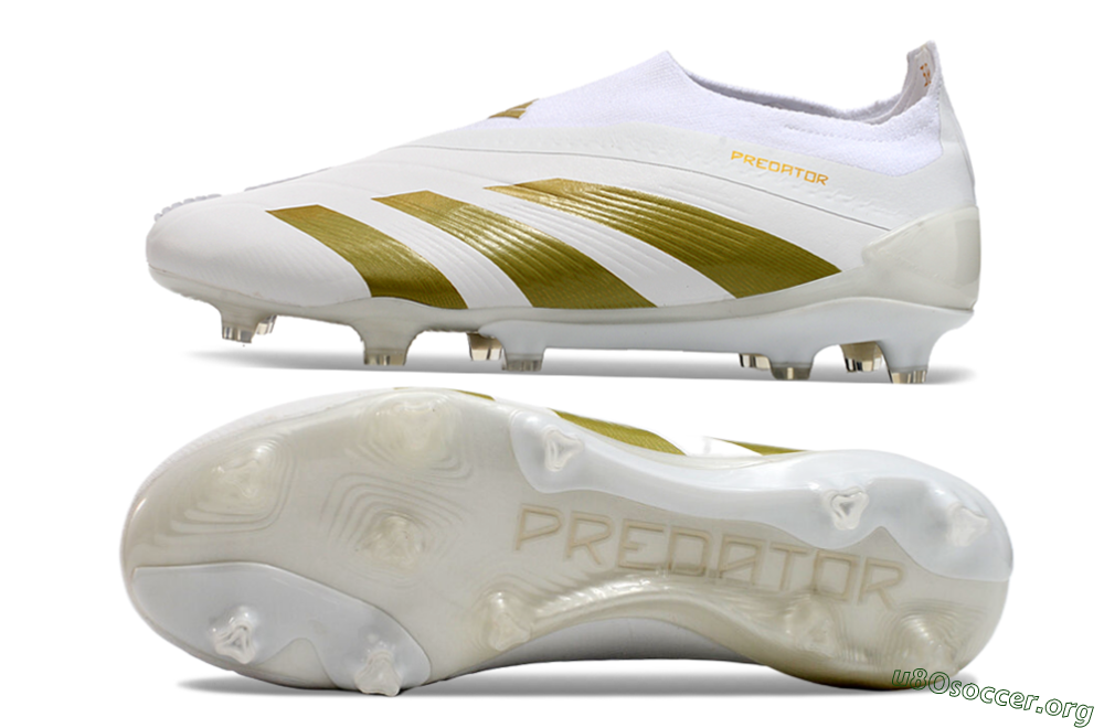 Adidas Predator Elite Laceless FG Football Boots - Beige/White/Gold 1