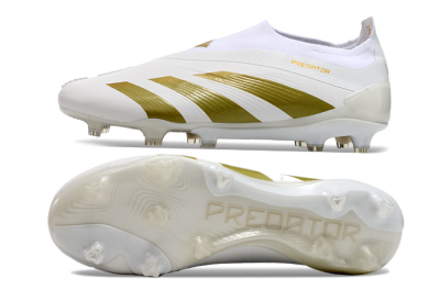 Adidas Predator Elite Laceless FG Football Boots - Beige/White/Gold