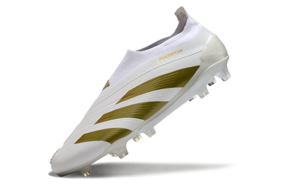 Adidas Predator Elite Laceless FG Football Boots - Beige/White/Gold