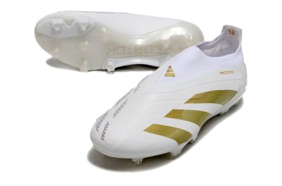 Adidas Predator Elite Laceless FG Football Boots - Beige/White/Gold