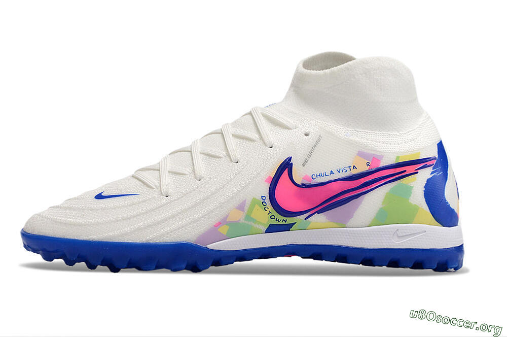 Nike Phantom Luna Elite TF Football Shoes - White/Pink/Blue 3