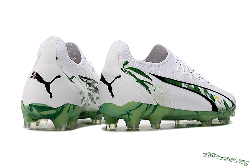 Puma Ultra Ultimate FG Football Boots - White/Black/Green 6