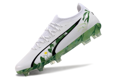 Puma Ultra Ultimate FG Football Boots - White/Black/Green