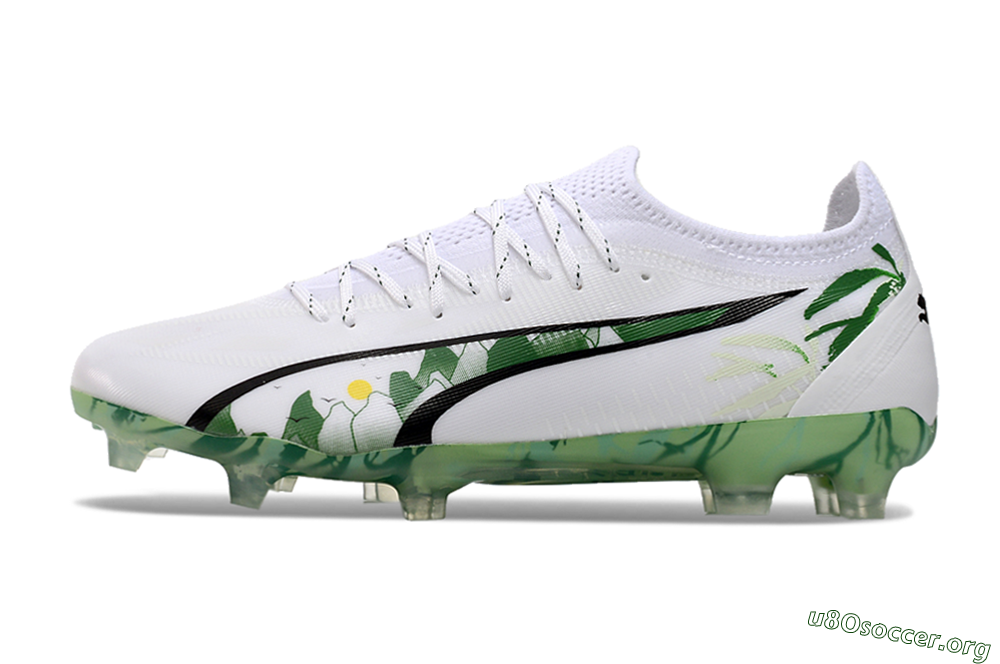 Puma Ultra Ultimate FG Football Boots - White/Black/Green 0