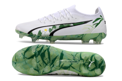 Puma Ultra Ultimate FG Football Boots - White/Black/Green