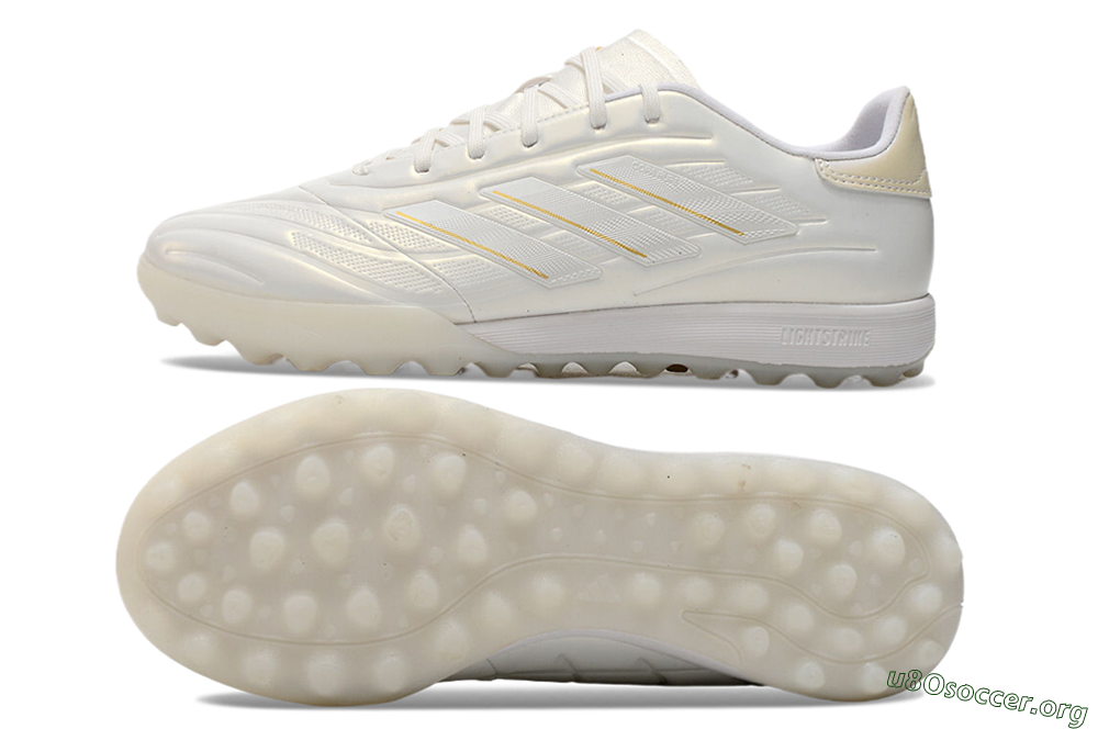 Adidas Copa Pure.3 TF Football Shoes - White/Gold/Beige 1