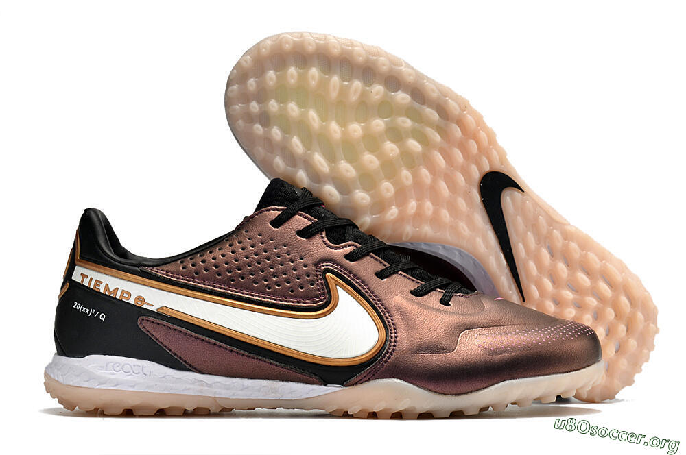 Nike React Tiempo Legend 9 Pro TF Football Shoes - Gold/White/Black 2