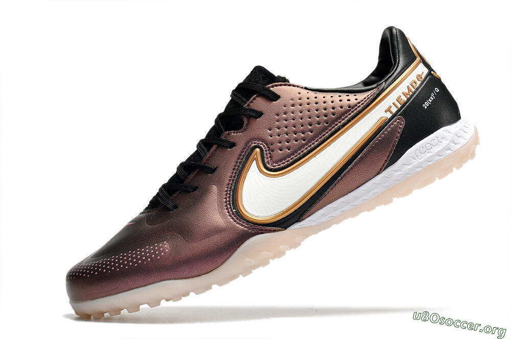 Nike React Tiempo Legend 9 Pro TF Football Shoes - Gold/White/Black 5