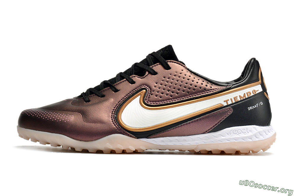 Nike React Tiempo Legend 9 Pro TF Football Shoes - Gold/White/Black 3