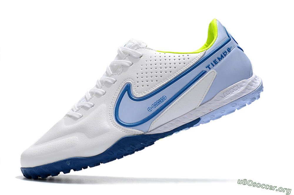 Nike React Tiempo Legend 9 Pro TF Football Shoes - White/Blue/Yellow 5