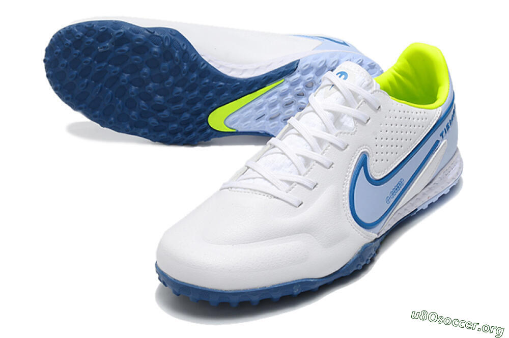 Nike React Tiempo Legend 9 Pro TF Football Shoes - White/Blue/Yellow 0