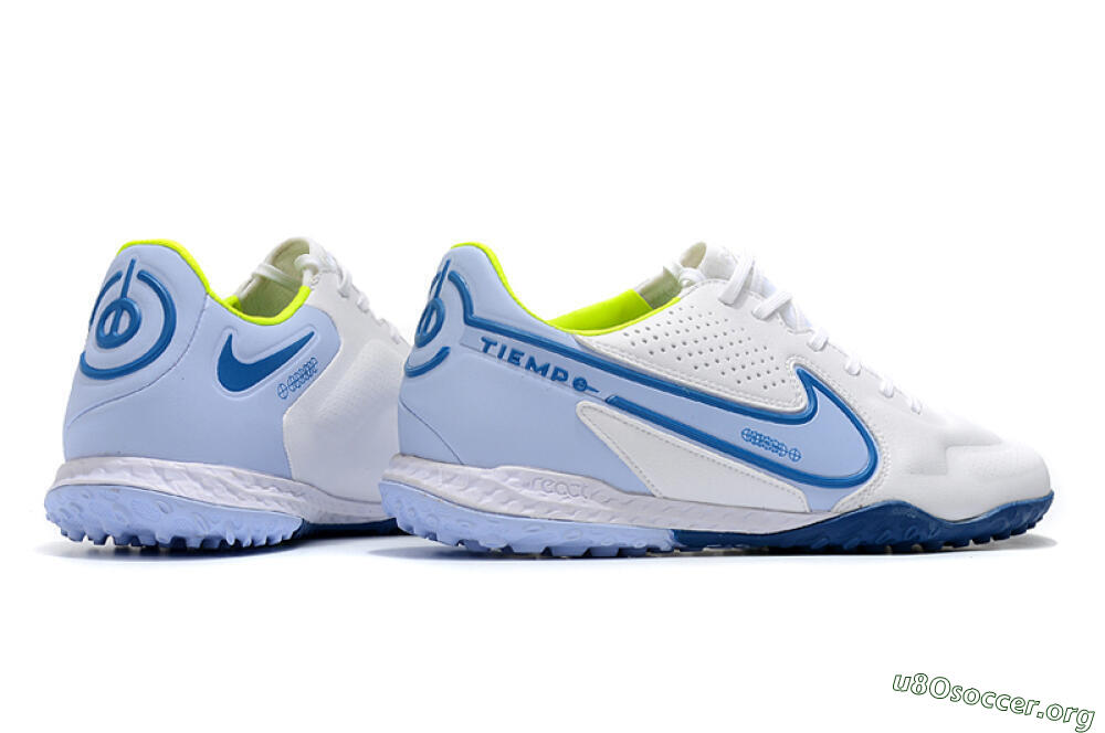 Nike React Tiempo Legend 9 Pro TF Football Shoes - White/Blue/Yellow 6