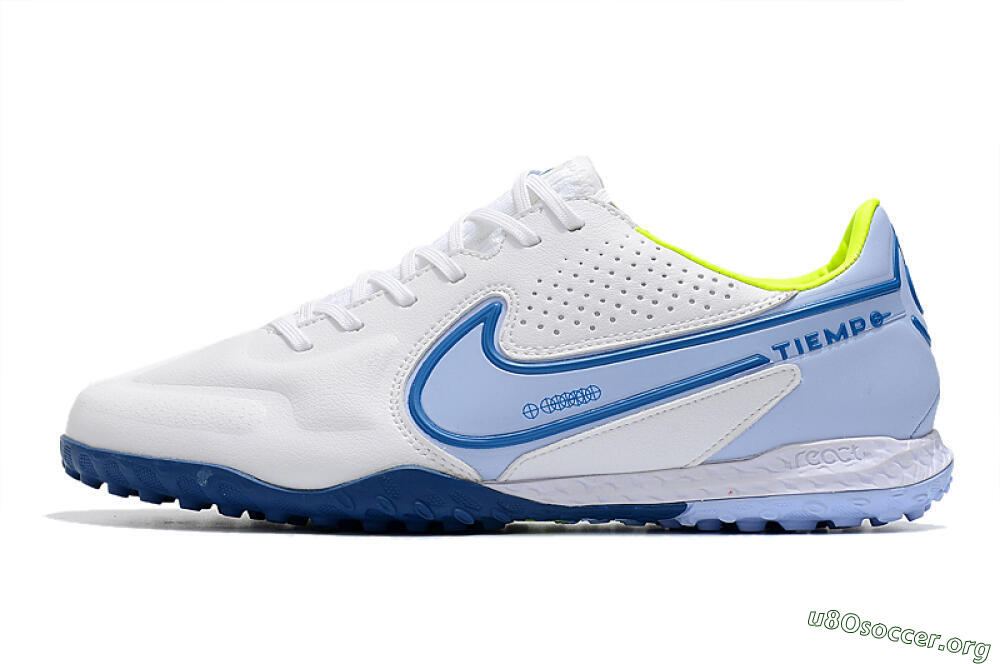 Nike React Tiempo Legend 9 Pro TF Football Shoes - White/Blue/Yellow 3