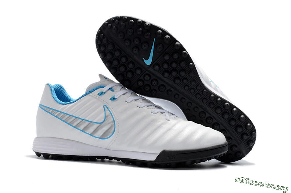 Nike Tiempox Ligera IV TF Football Shoes - White/Silver/Blue 2