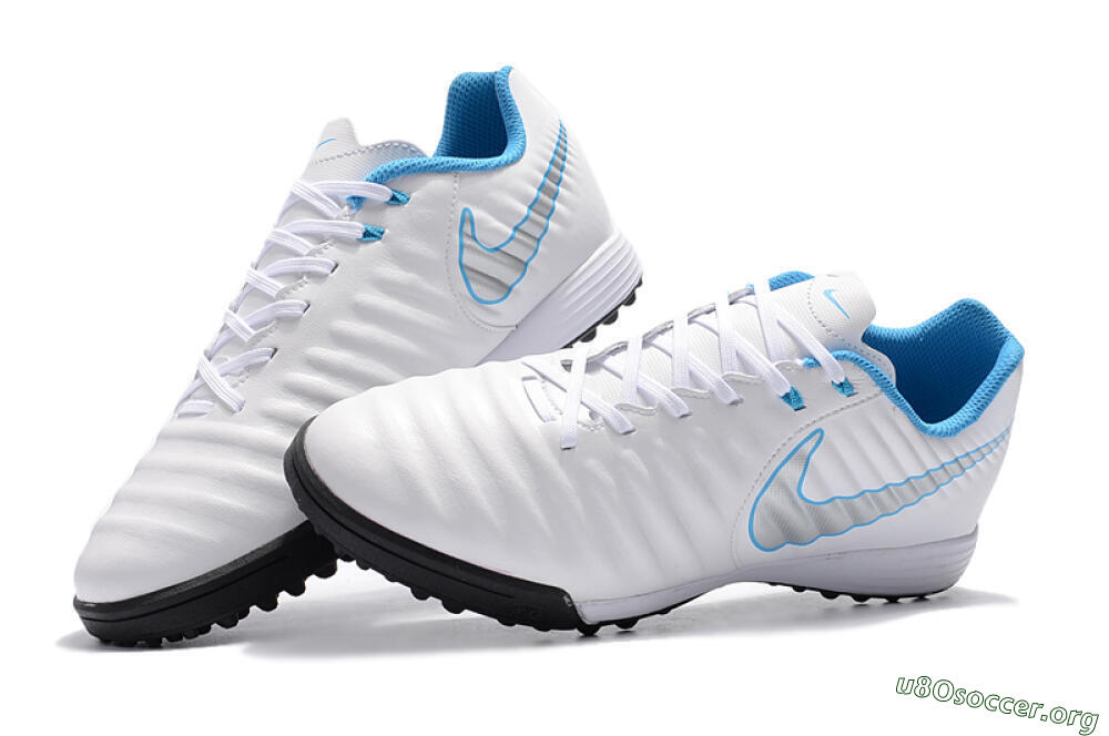 Nike Tiempox Ligera IV TF Football Shoes - White/Silver/Blue 6