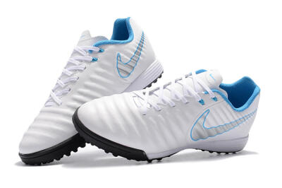 Nike Tiempox Ligera IV TF Football Shoes - White/Silver/Blue