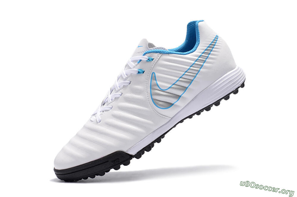 Nike Tiempox Ligera IV TF Football Shoes - White/Silver/Blue 8
