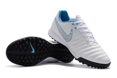 Nike Tiempox Ligera IV TF Football Shoes - White/Silver/Blue