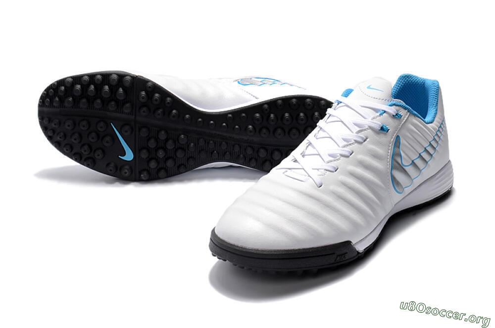 Nike Tiempox Ligera IV TF Football Shoes - White/Silver/Blue 0
