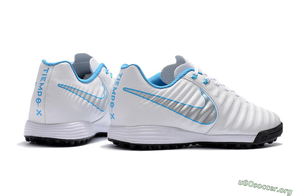 Nike Tiempox Ligera IV TF Football Shoes - White/Silver/Blue 9