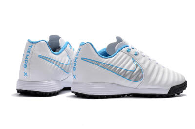 Nike Tiempox Ligera IV TF Football Shoes - White/Silver/Blue