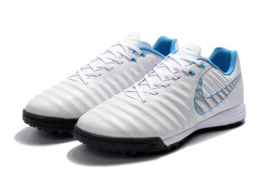 Nike Tiempox Ligera IV TF Football Shoes - White/Silver/Blue