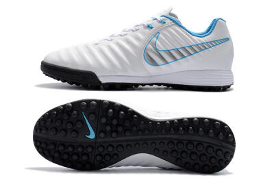 Nike Tiempox Ligera IV TF Football Shoes - White/Silver/Blue