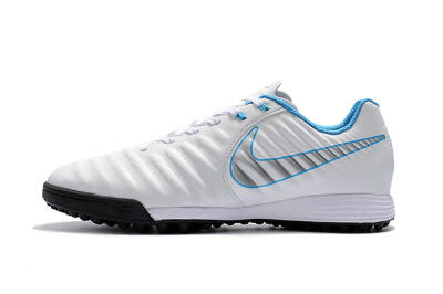 Nike Tiempox Ligera IV TF Football Shoes - White/Silver/Blue