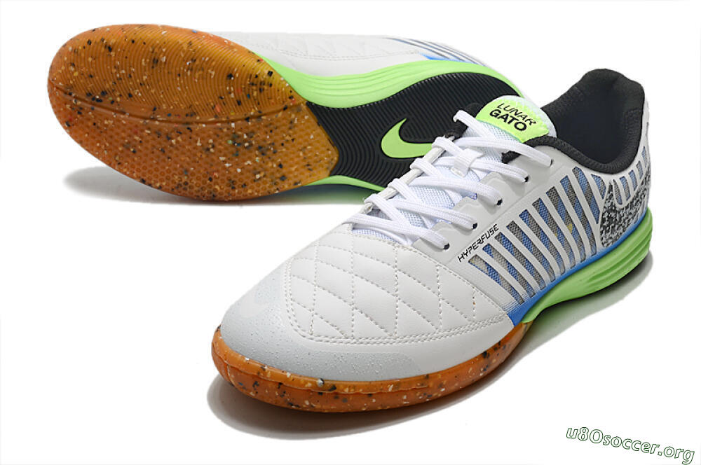 Nike Lunar Gato 2 IC Football Shoes - White/Black/Blue/Yellow 0