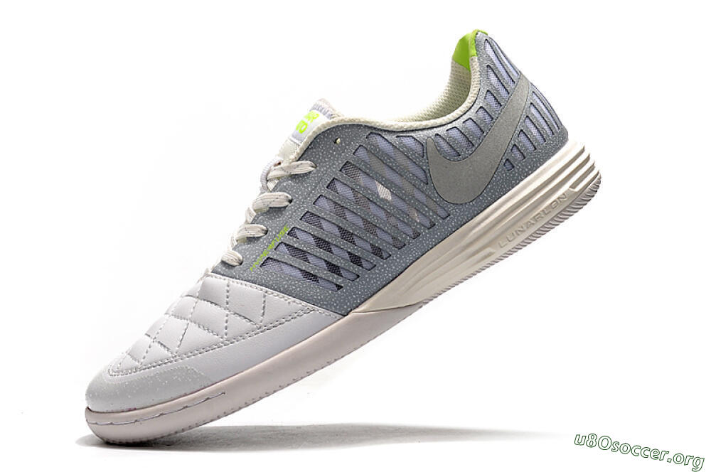 Nike Lunar Gato 2 IC Football Shoes - White/Grey/Silver 8