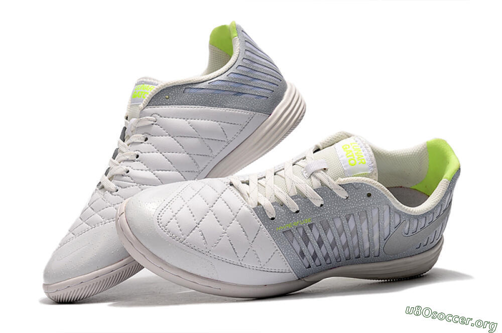 Nike Lunar Gato 2 IC Football Shoes - White/Grey/Silver 6