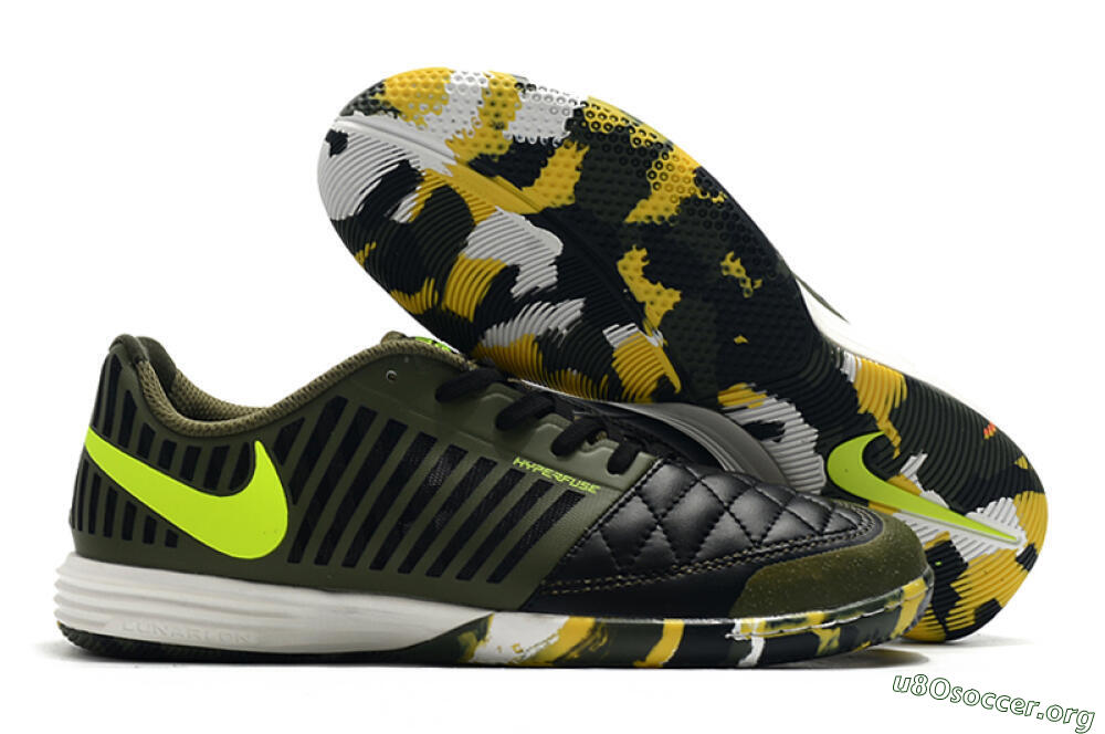 Nike Lunar Gato 2 IC Football Shoes - Black/Green/Yellow 2