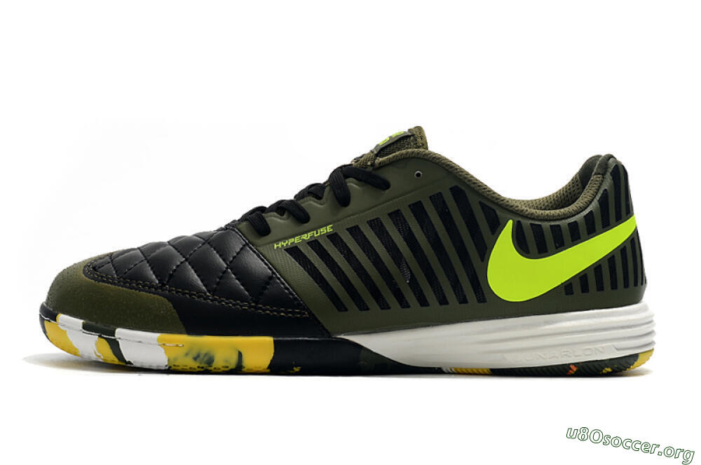 Nike Lunar Gato 2 IC Football Shoes - Black/Green/Yellow 3
